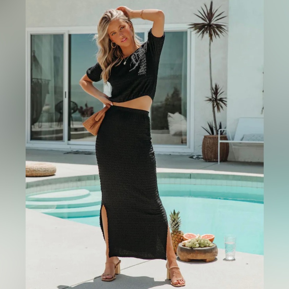Jo Jo Textured Midi Skirt